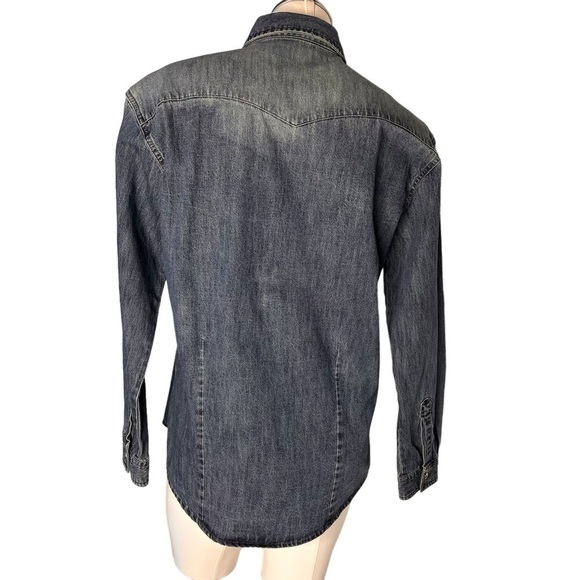 WRANGLER BLUES Distressed Denim Snap Button Long Sleeve Shirt Women's Size S - Picture 2 of 16